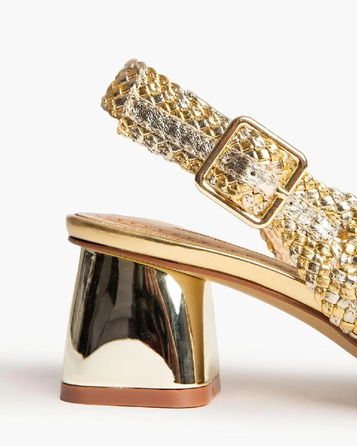 MID-HEELED SLINGBACK IN GOLD-Sling Backs-CORINA- Pointure.AE