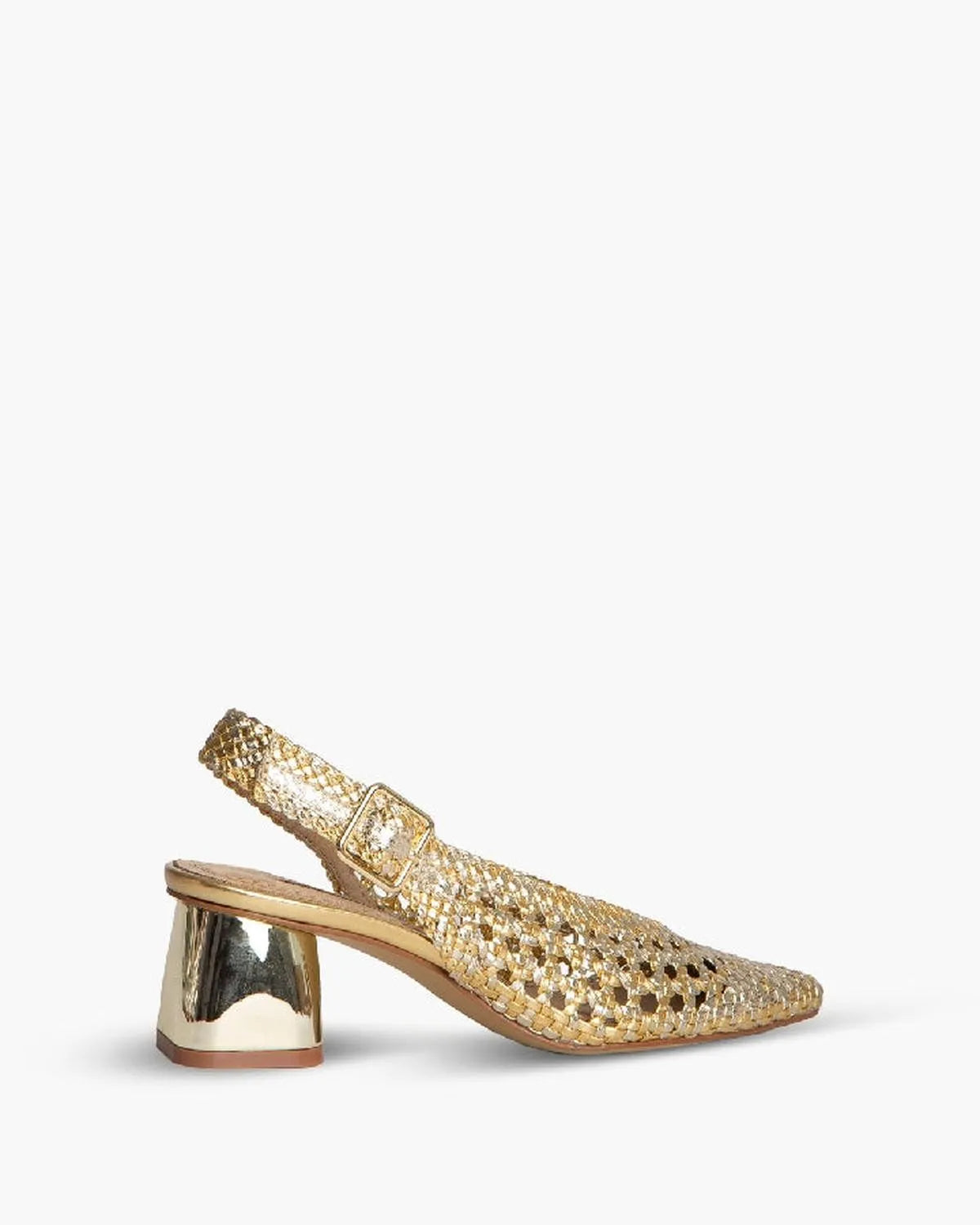 MID-HEELED SLINGBACK IN GOLD-Sling Backs-CORINA- Pointure.AE
